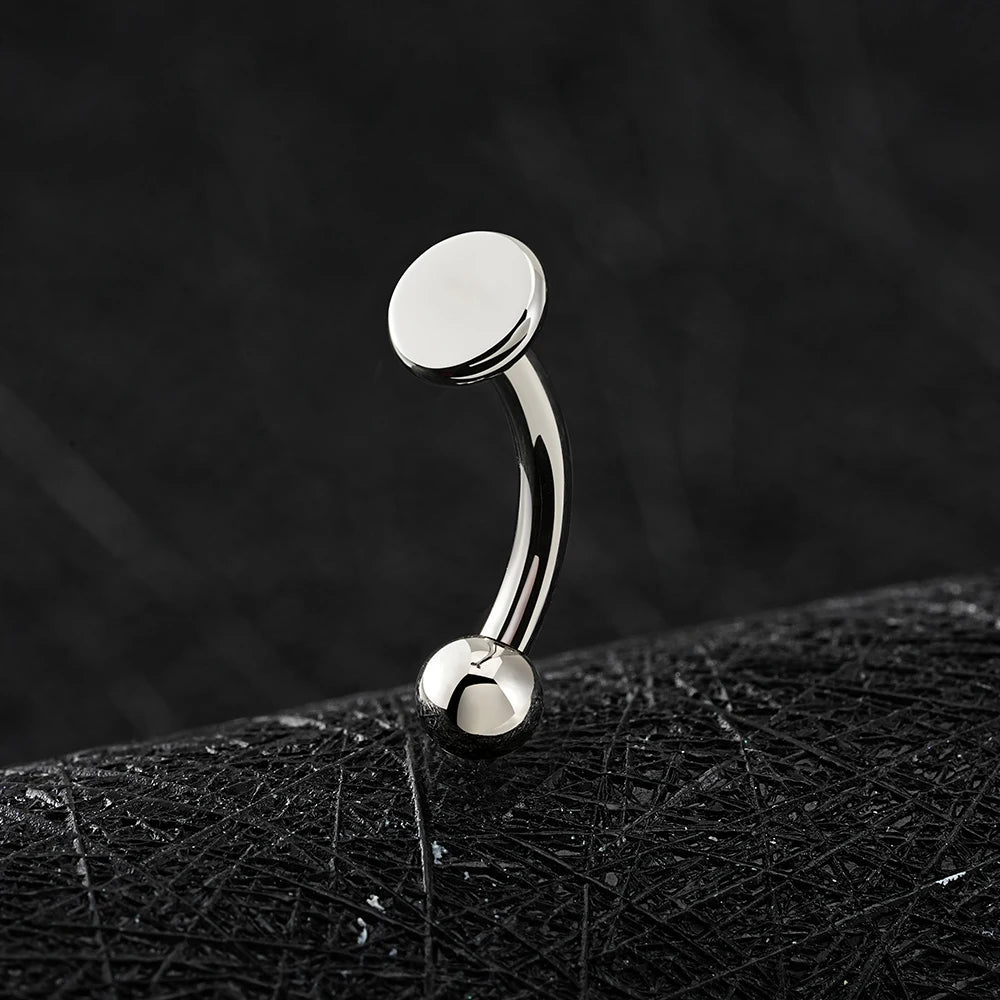 Right Grand ASTM F136 Titanium Round Disc Vertical Labret Stud 16G Curved Barbell Rook Earring Cartilage Ear Piercing Jewelry