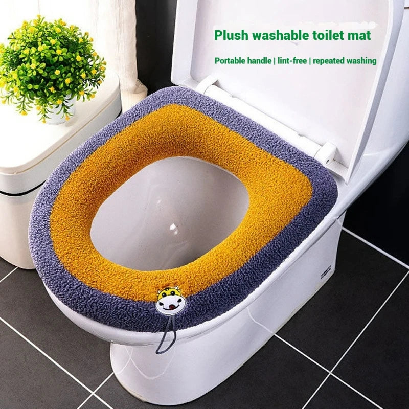 Reusable Toilet Seat Covers Universal Warm Plush Closestool Mat Washable  Warm Toilet Seat Cushion  Bathroom Accessories