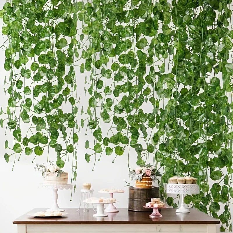 1/5PCS Artificial Plants Green Leaf Vine Centerpieces Wedding Home Outdoor Garden Garland Arch Wall Diy Prop Festival Decoration