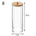 Acrylic Storage Box Bathroom Jar Makeup Organizer Cotton Round Pad Holder Cotton Swab Box Qtip Holder Dispenser with Bamboo Lid