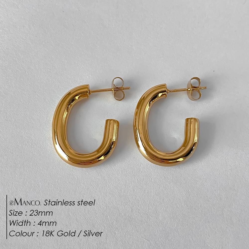 EMANCO Fashion Gold Size Circle Earrings Women's Jewelry Accessories Classic Stainless Steel Earrings Wholesale