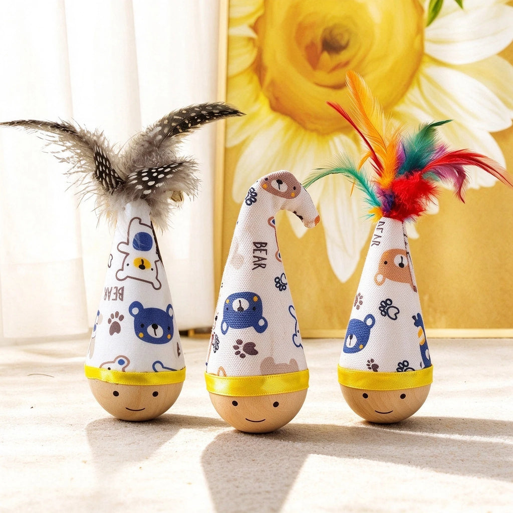 Swing Cat Toy Dynamic Cat Interactive Toys Funny Feather Kitten Teaser Automatic Toy Gift Cat Feather Toy Kitten Wobble Ball