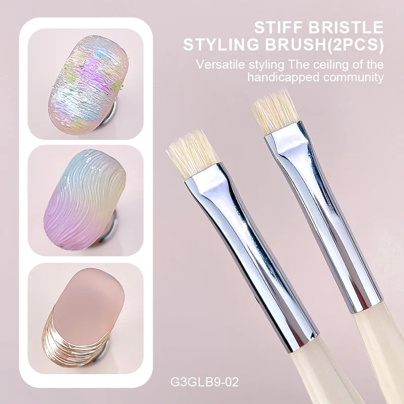 Kaniu 1/2Pcs Hard Bristle Nail Art Brush Beginner Friendly Modeling Brush Gel Painting Stripe Pen for DIY Nail Art Painting Tool