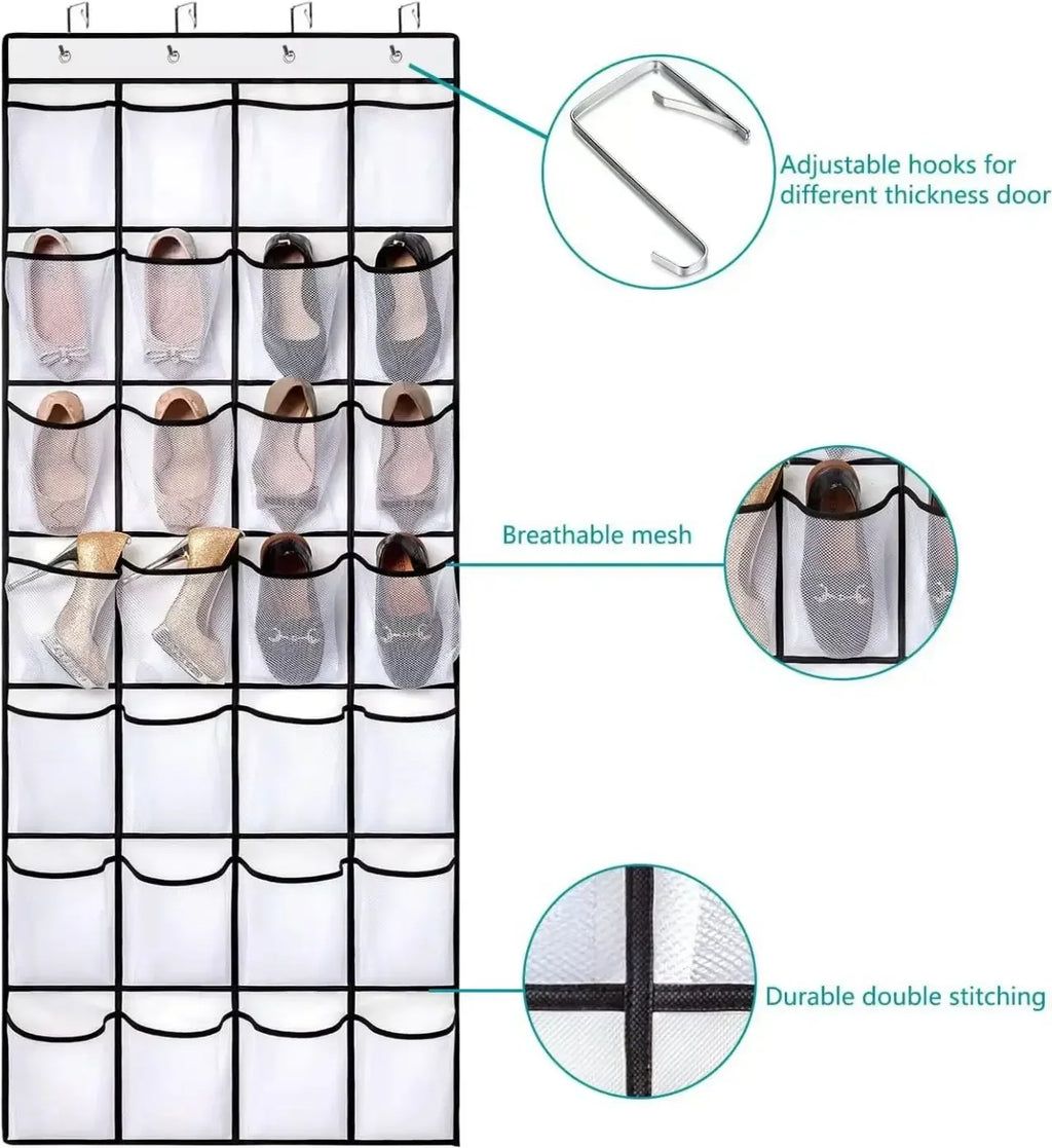 14/24/40 Grids Over The Door Shoe Rack  Mesh Pockets Hanging Shoe Organizer For Closet Hanging Shoe Rack Holder
