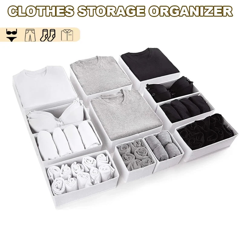 Oxford Drawer Organizer Underwear Bra Storage Box Foldable Wardrobe Storage Containers Separator Clothes Organizing Boxes