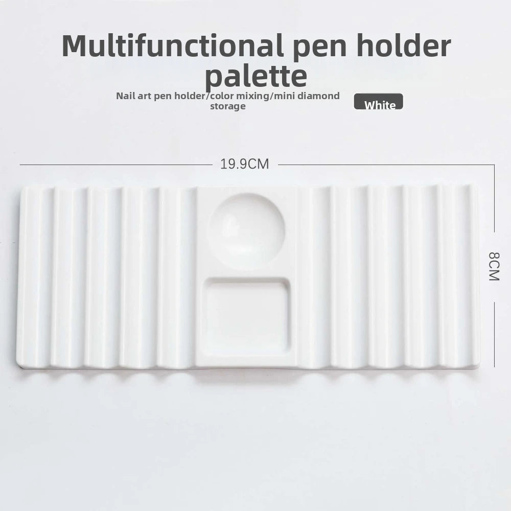 Multi-purpose Dual Form Holder 10-Compartment with Color Palette Nail Art Tools Holder Plastic Pen Stand for Nail Art Painting