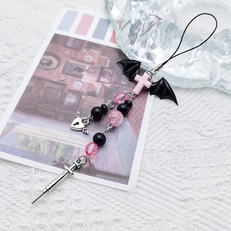 Phone Charm Strap Keychain Kawaii-Cute Crystal Jellyfish Pendant  Phone Chain Bowknot Phone Charm Keycord for  iPhone Camera Bag
