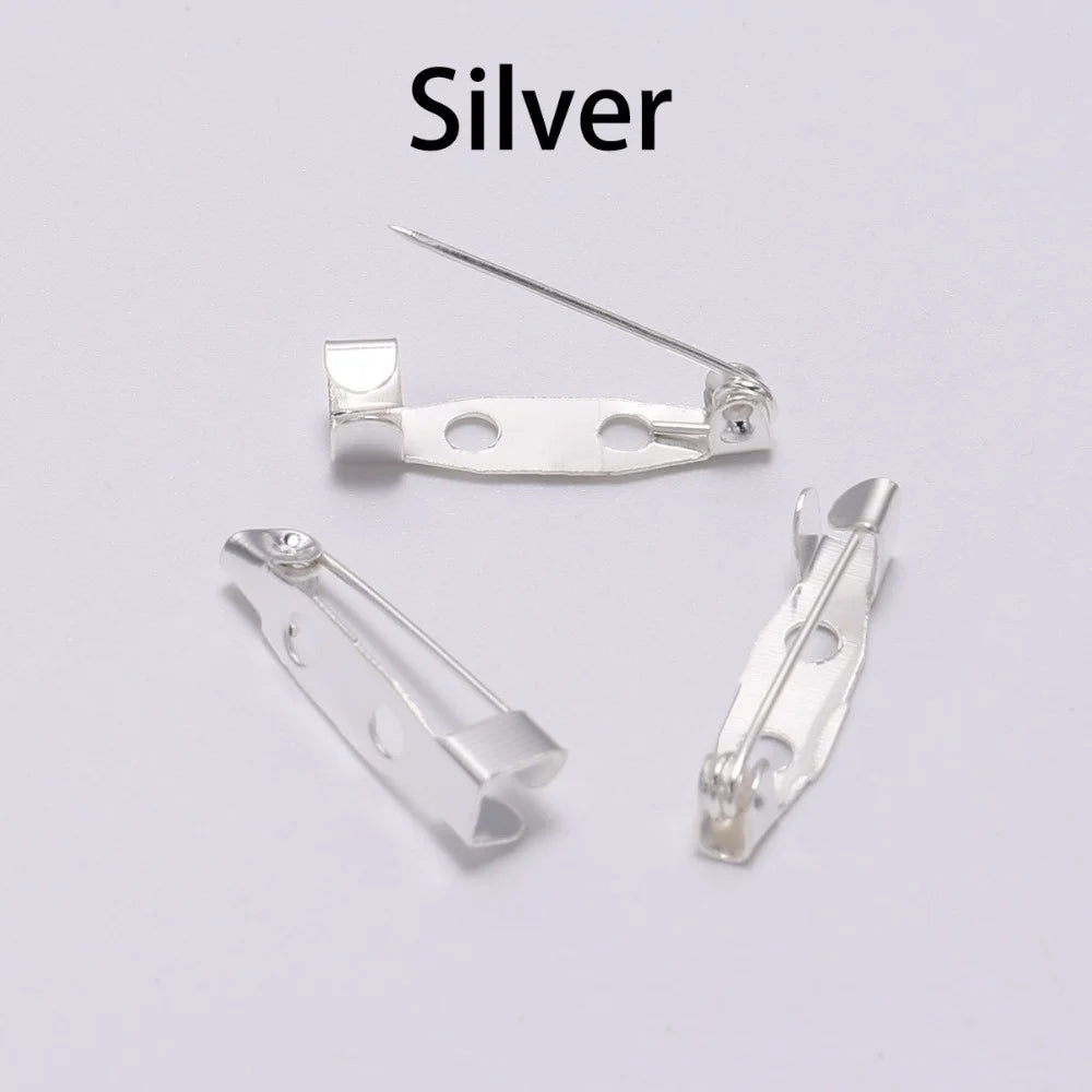 50pcs 15 20 25 mm Brooch Clip Base Pins Safety Pins Brooch Settings Blank Base For DIY Jewelry Making Supplies