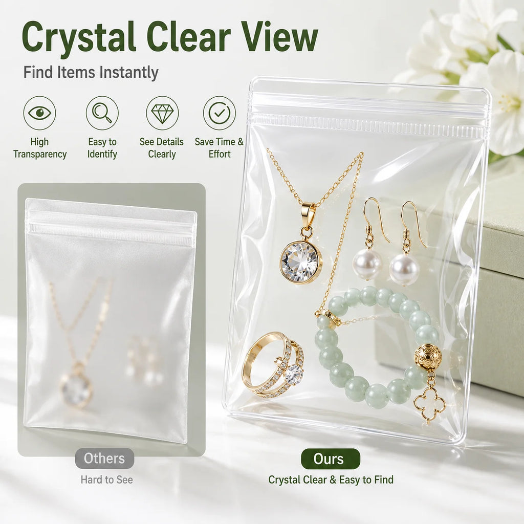 100\20PCS Clear Resealable Plastic Bags Mini Zip Seal Jewelry Pouches for Rings Earrings Necklaces Beads Coins DIY Craft Storage