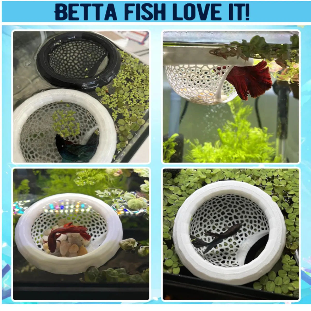 Betta Fish Floating Bed & Breeding Cave  Soft Mesh Aquarium Hideout for Rest, Spawning & Stress Relief