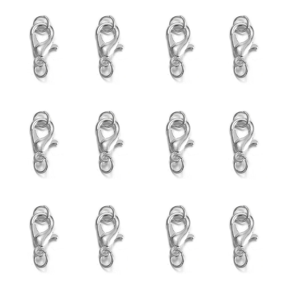 50Pcs Lobster Clasps Hooks with 100Pcs Jump Rings End Clasps Bracelet Necklace Connectors for DIY Jewelry Making Supplies