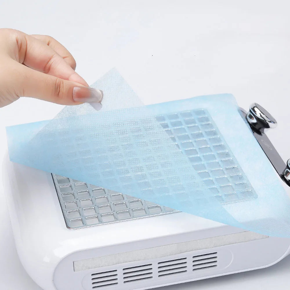 100pc Disposable Dustproof Nail Vacuum Filter 20*24cm Blue Nail Art Dust Collector Filter Nail Cleaner Non-Woven Dust Filter Mat