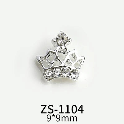 10pcs New Crown Alloy Zircon Nail Art Charms Silver Shinny Crystals Jewelry Hot Sale Nails Decoration 3D Manicure Accessories %2