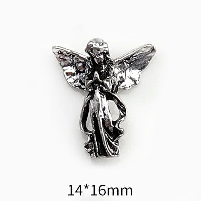 10Pcs Vintage Cross Nail Art Charms 3D Alloy Baroque Angel Heart Nail Art Decoration DIY Designer Luxury Manicure Accessories