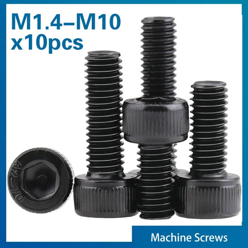 10pcs/lot Hexagon Allen Hex Socket Cup Head Screw Bolts M2 M2.5 M3 M4 M5 M6 M8 Grade 12.9 A2-70 Carbon Steel Din912
