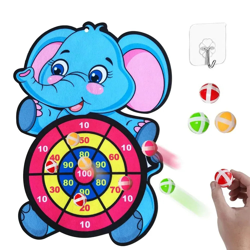 Dart Board for Kids with 3 Sticky Balls Indoor Outdoor Sport Party Games Cartoon Animal Dart Board Toys Christmas Gift