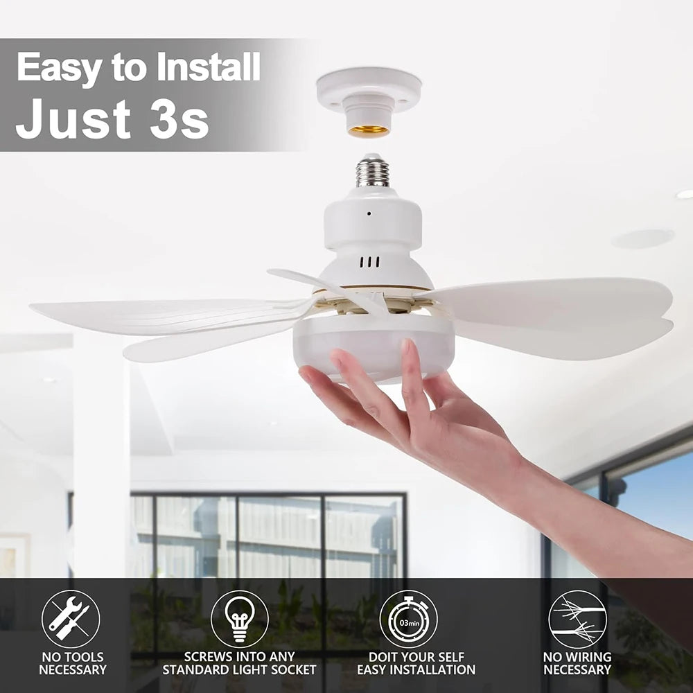 30W/40W Ceiling Fans with Remote Control LED Light Fan, E27 Lamp Base Intelligent Silent Ceiling Fan for Bedroom and Living Room