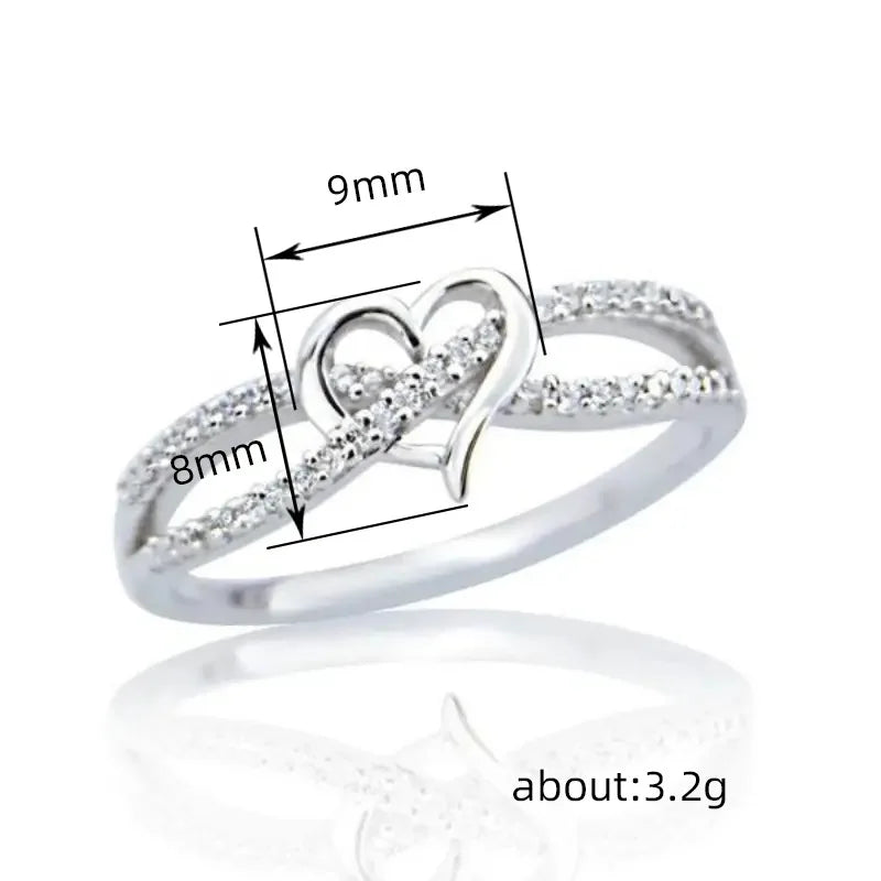 Huitan Graceful Silver Color/Gold Color Heart Ring Lady Engagement Accessories with Bright Zirconia Bridal Wedding Band Jewelry