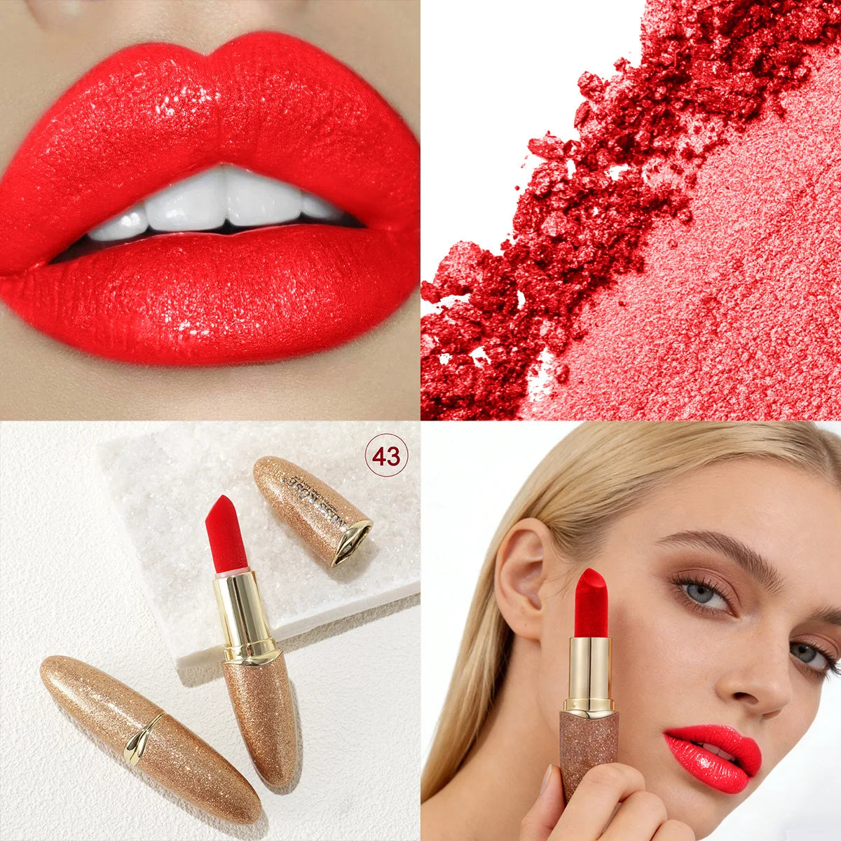 MISS ROSE Velvet Lipstick Shimmer Glossy Lip Balm Hydrating Non-stick Cup Vivid Lip Gloss, Daily Portable Lips Makeup Cosmetics