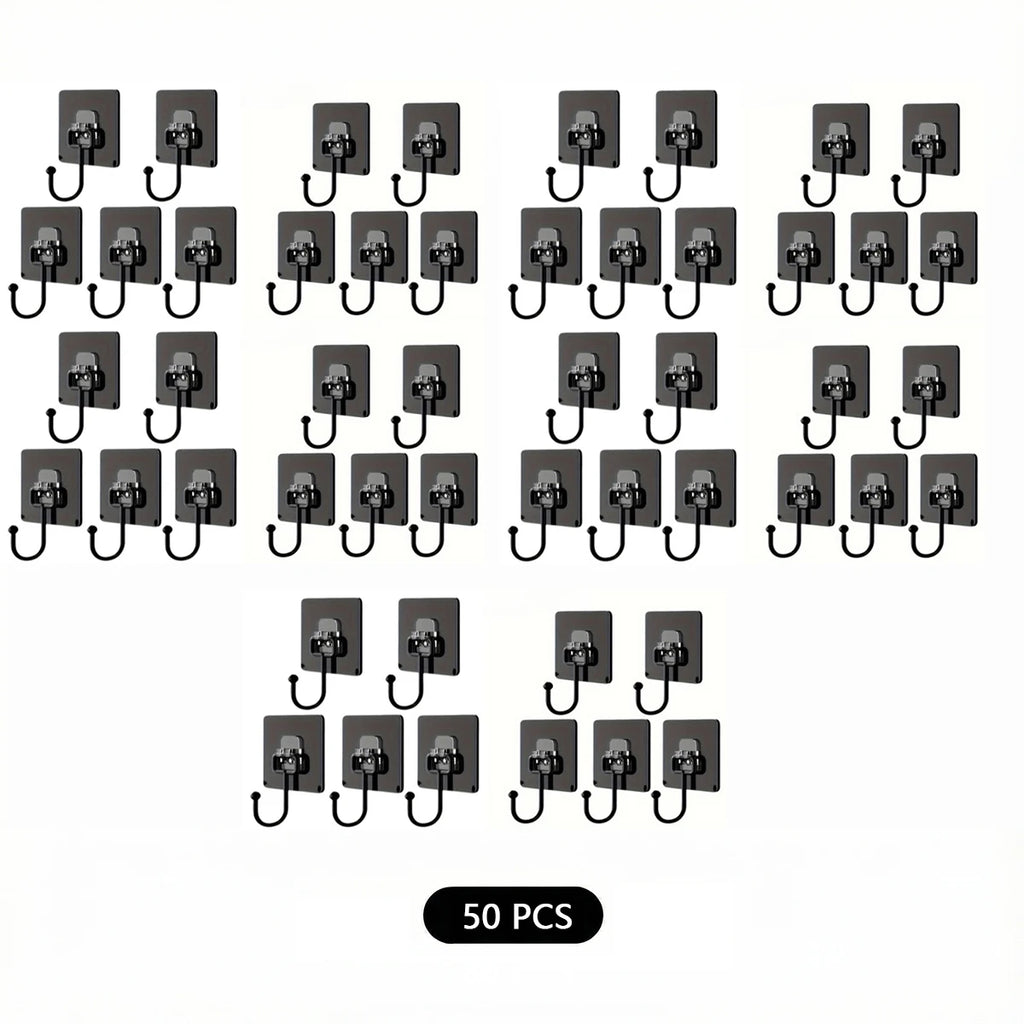 50/30/20/10pcs Strong Adhesive Wall Hooks - No-Drill, Traceless Installation, Kitchen and Bathroom Organization, Self-Adhesive