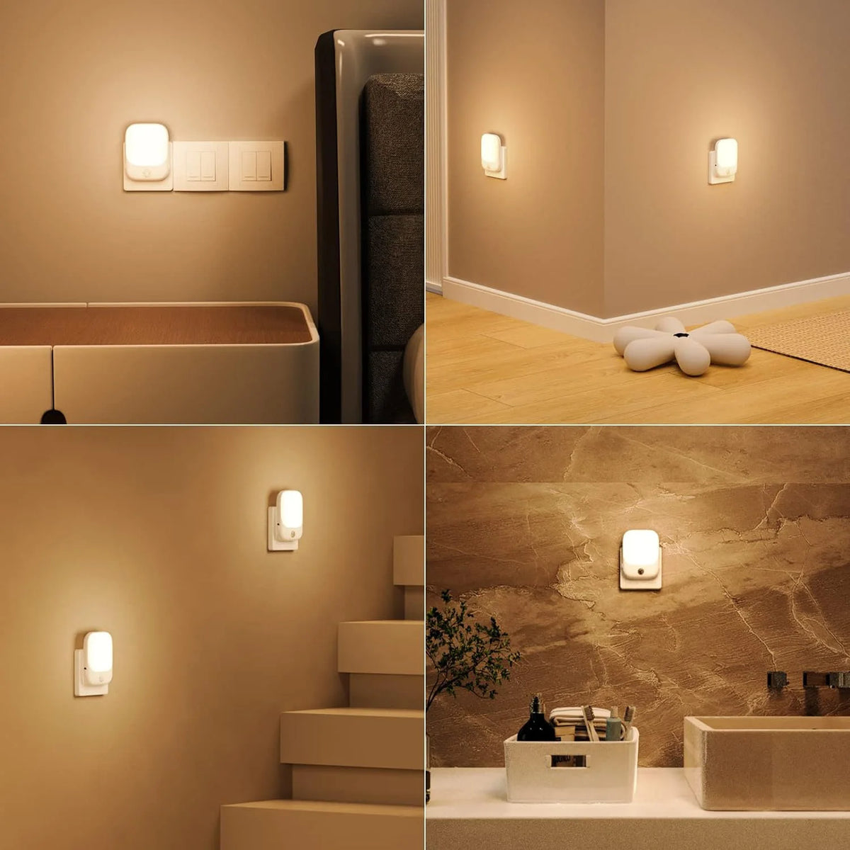1pc/2pcs/4pcs/10pcs Smart LED Night Light with Sensor, Adjustable Brightness, Motion Sensor Night Light, Warm White