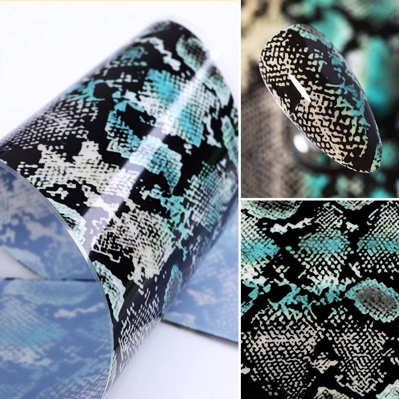 10pcs/Bag or 10 Rolls/Box Snake Skin Nail Transfer Foils Animal Print Nail Art Stickers Set Winter DIY Manicure Decals Decoratio