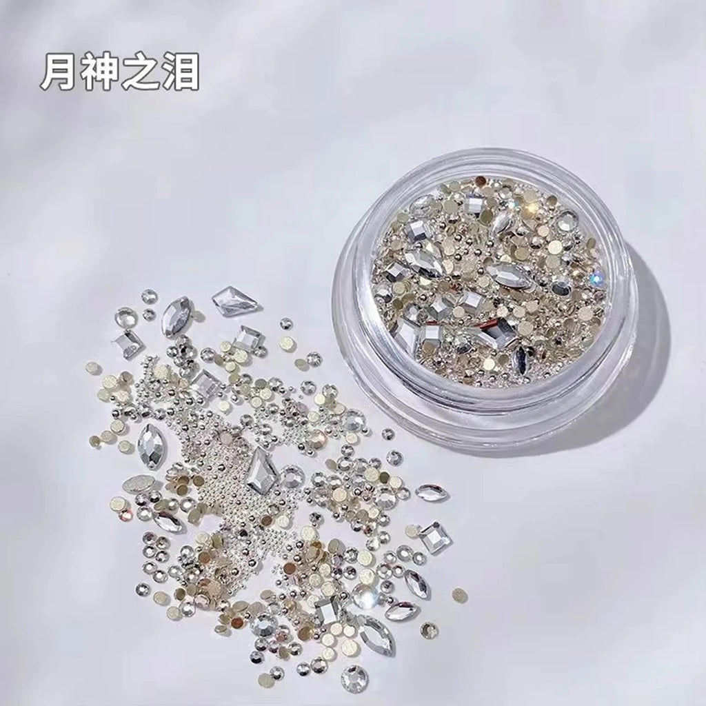 1/4pcs Nail Accessories Set Multi Shape Crystal Pink Water Diamond Round Bead Diamond Jewelry Nail Art Creation Decoration