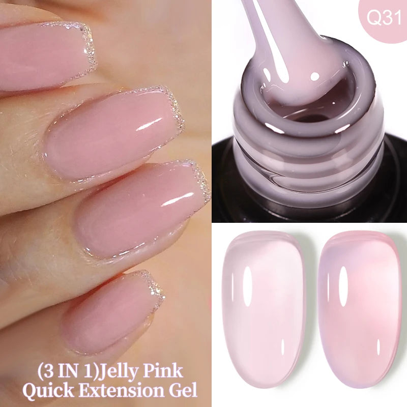 LILYCUTE 7ML Jelly Nude Pink Quick Extension Gel Nail Polish Transparent  Finger Prolong Long Lasting Construction Gel Varnish