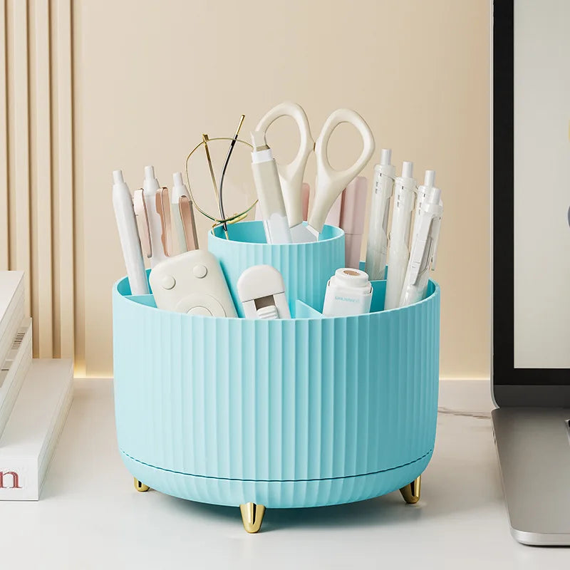 Makeup Desktop Storage Box 360 Rotating Cosmetic Organizer Large Capacity for Bathroom Portable Lipstick Makeup Brush Pen Holder