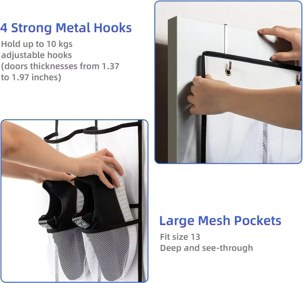 14/24/40 Grids Over The Door Shoe Rack  Mesh Pockets Hanging Shoe Organizer For Closet Hanging Shoe Rack Holder