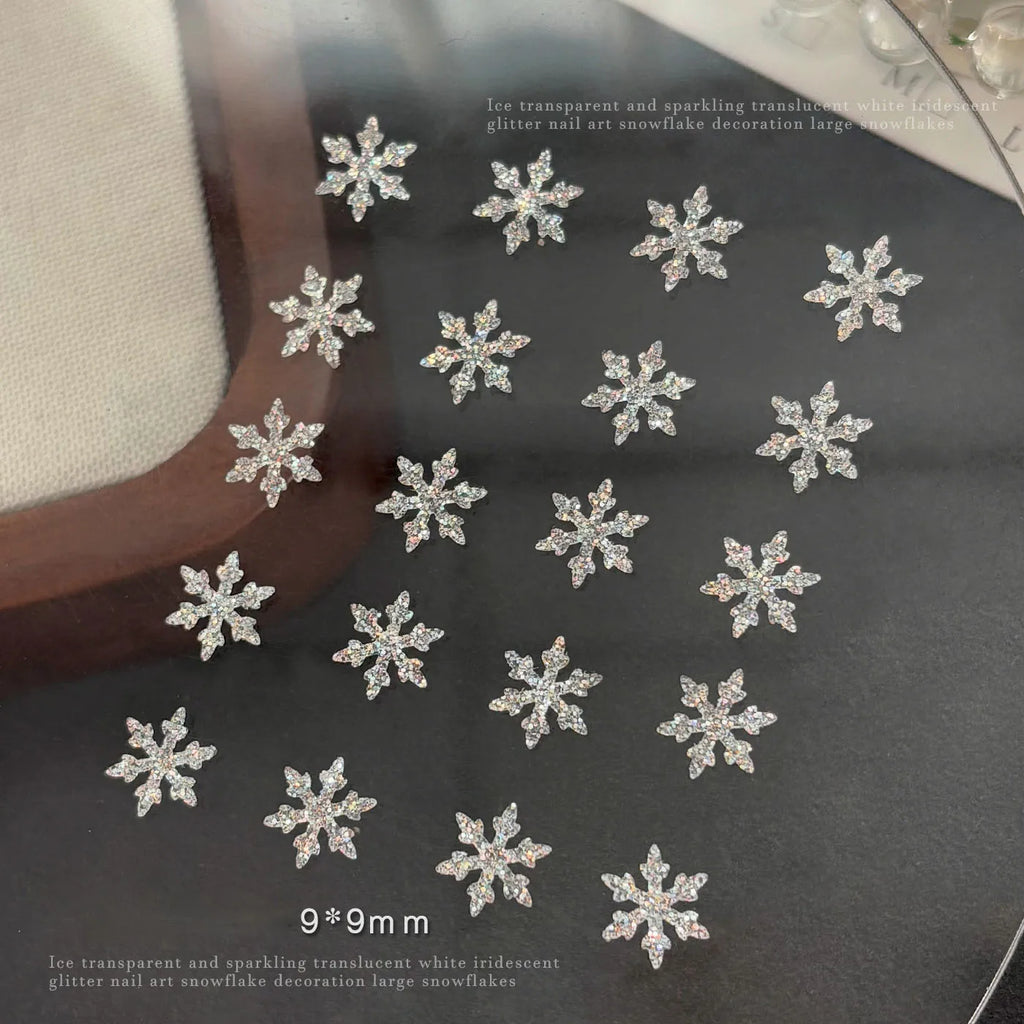 1 Jar Silver Snowflake Christmas Nail Glitter Sequins Ultra-thin 3D Snowflake Xmas Nail Winter DIY Charms Nail Accessories Parts