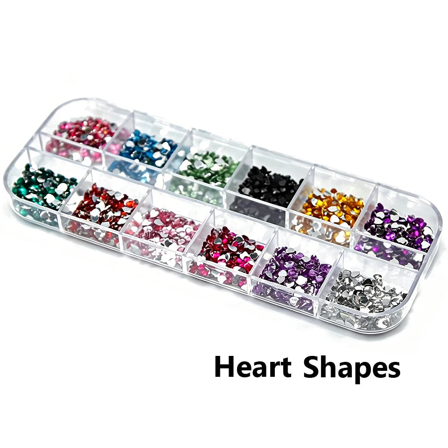 12 Colors Flatback Nail Art Rhinestones Nail Gems Glass AB Clear Crystal Rhinestones Nail Art Charms DIY Manicure Accessories
