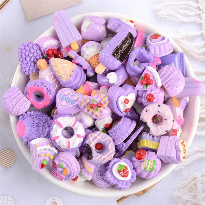 20pcs/Lot Random Candy Cute Mixed Resin Sweets Flatback for DIY Crafts Jewelry Making Supplies Ornamen Accessories Materials