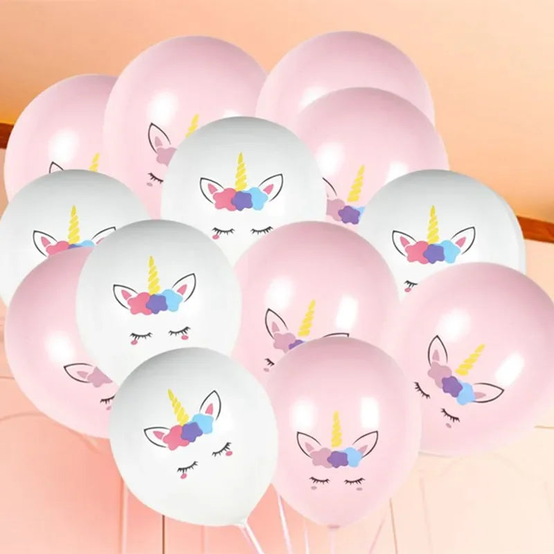 7Pcs Rainbow Unicorn Balloons Unicorn Birthday Decoration Number Foil Balloon Kids Girl Birthday Party Decor Baby Shower Globos