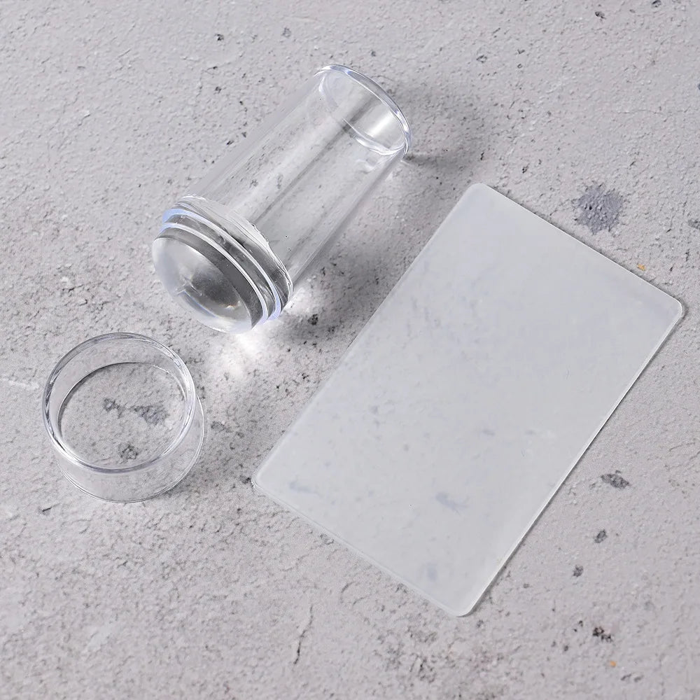 Nail Stamper with Scraper Jelly Silicone Head Stamp for French Nails Manicuring Kits Polish Stencil Nail Art Stamping Tool