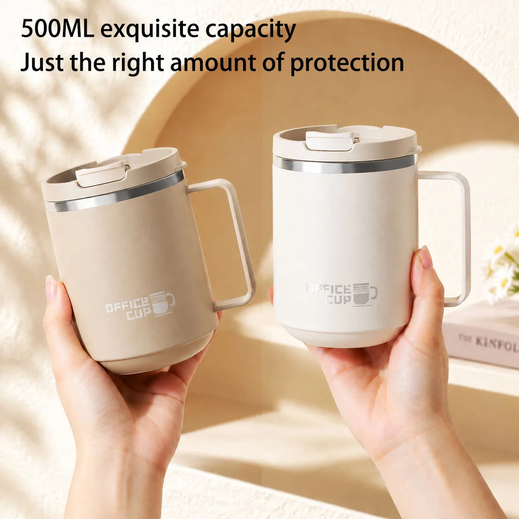 480ML  Stainless Steel Double Wall Insulated Coffee Mug With Handle Keeps Cold and Heat Thermal Mug Leak-proof Drinking Cup