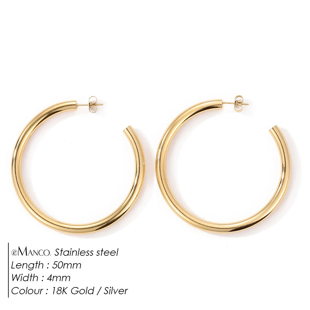 EMANCO Fashion Gold Size Circle Earrings Women's Jewelry Accessories Classic Stainless Steel Earrings Wholesale