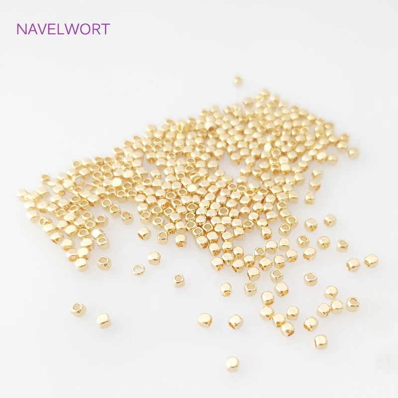 2/3/4mm Hollow Cube Beads 18k Gold Plated Brass Spacer Beads,Separators For Beads,DIY Jewelry Making Supplies Wholesalele