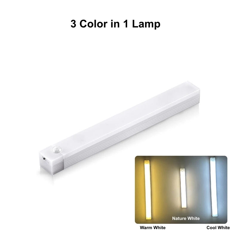 Rechargeable Motion Sensor LED Bar Light Induction Night Light Portable Cordless Magnetic Cabinet Lamp for Kitchen Bedside