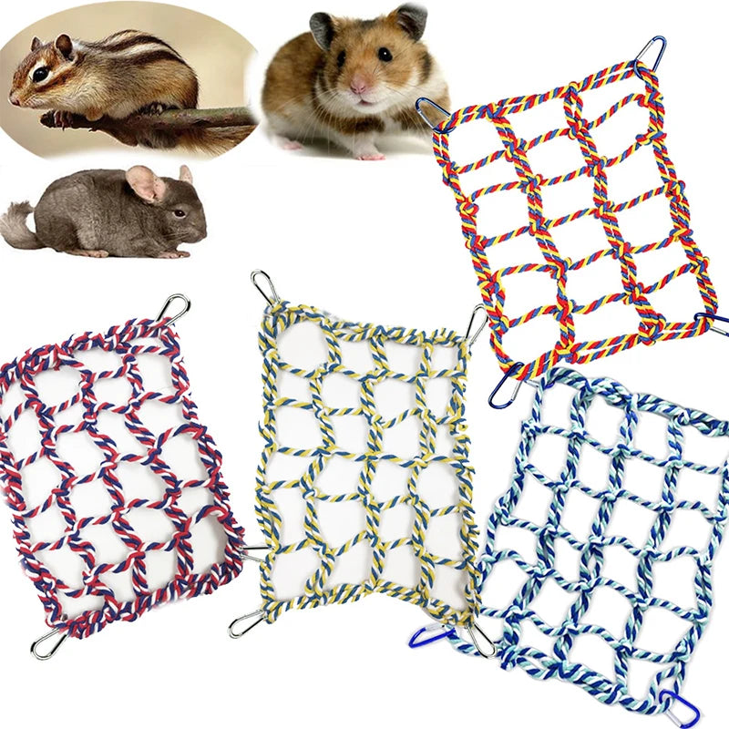 1Pcs Pet Hammock Net Sturdy Braided Bed for Small Pets Parrots Guinea Pigs Fun Hanging Play Sleep Gear