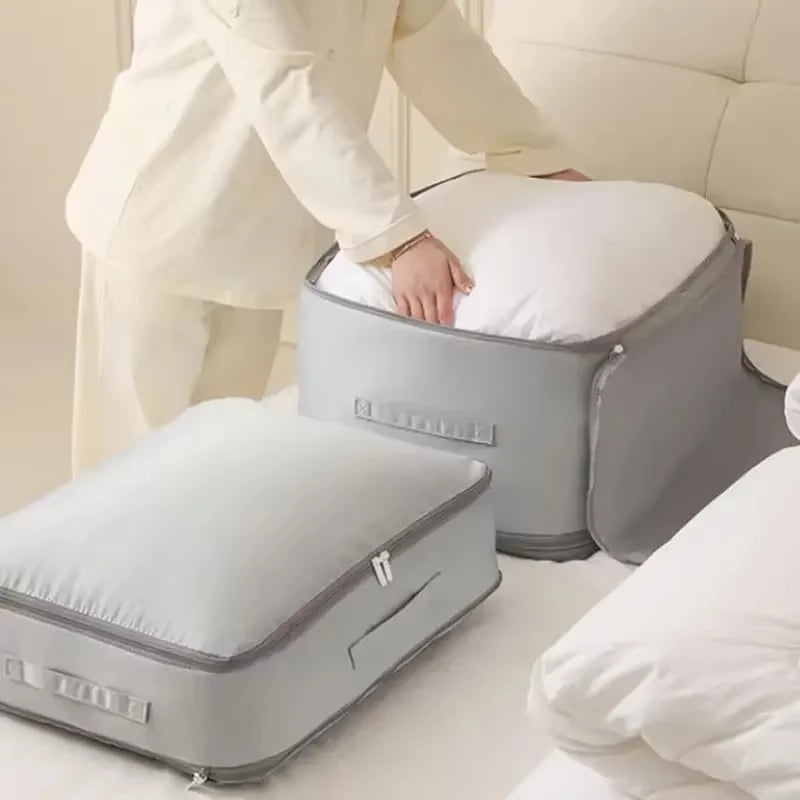Heavy-Duty Self-Compressing Storage Bag - Portable Organizer for Clothes, Blankets & Quilts, Ideal for Closet Organization