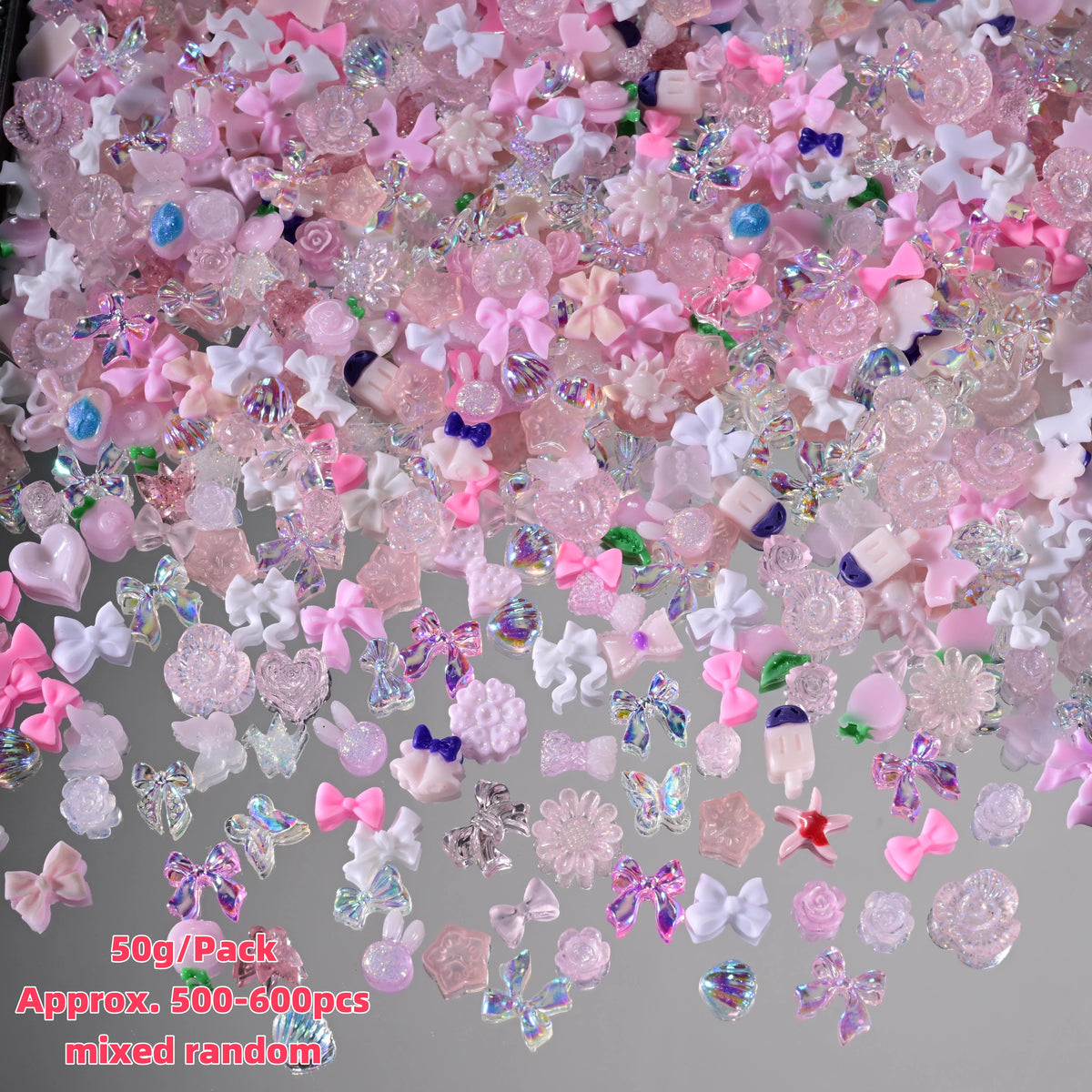 500-600pcs Bow Flower Nail Art Resin Decorations Mix Shapes Nail Charms Press on Manicure Supplies Jewelry Kawaii Accessories *&