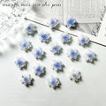 20pcs Kawaii Blue Gradient Resin Nail Art Charms Japanese Flower Butterfly Nail Decorations DIY Acrylic Rhinestones Accessories