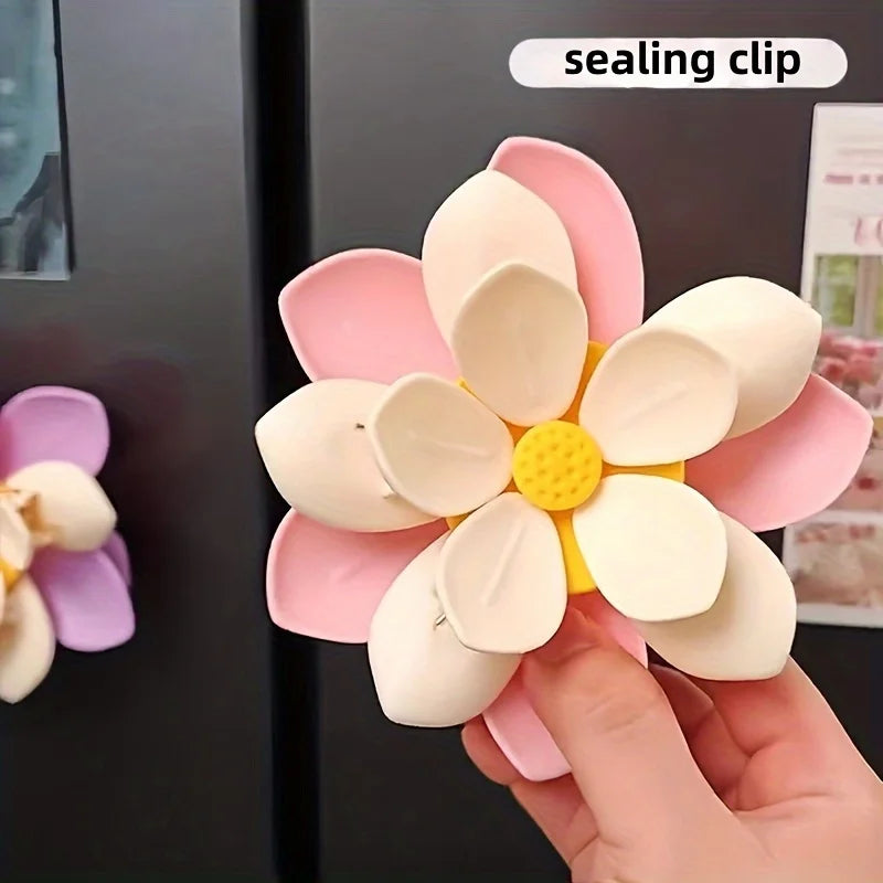 10pcs Lotus food bags clip,petal food bag sealing clip - heavy-duty plastic - sturdy two-layer structure,suitable for snack bags