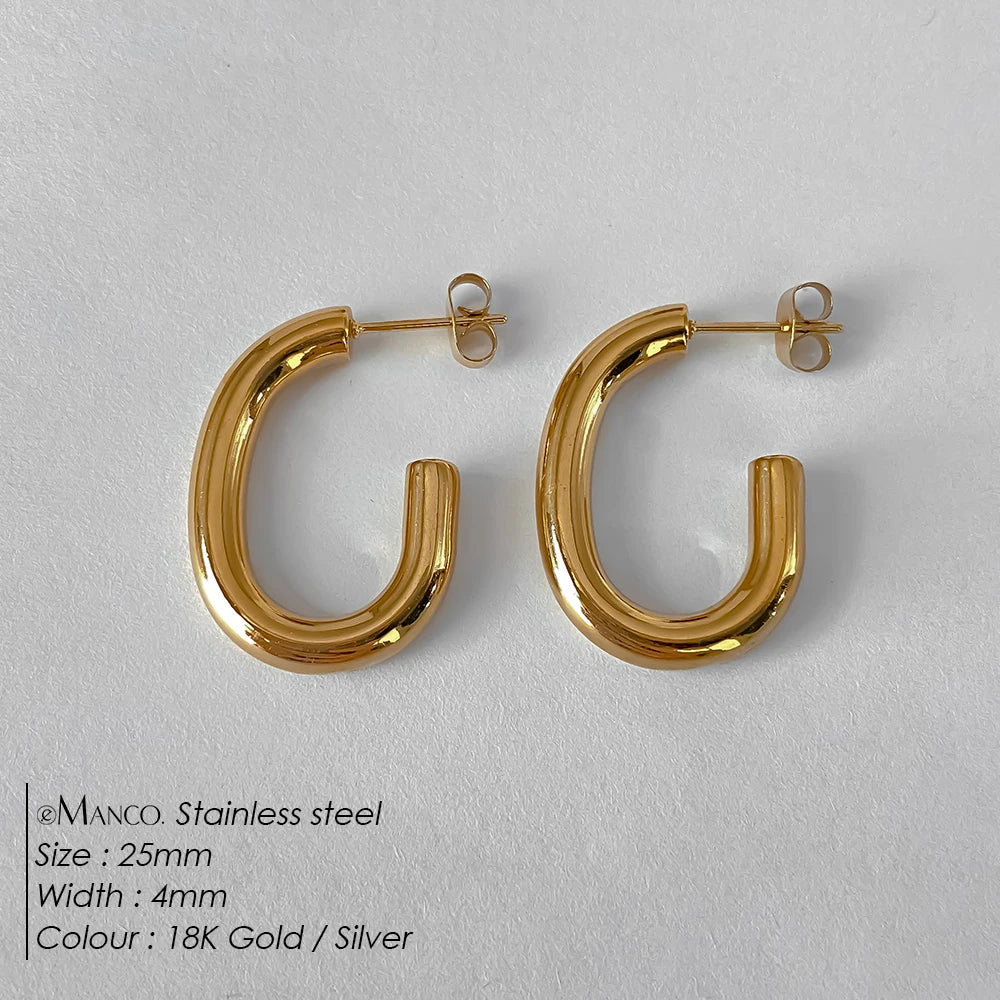 EMANCO Fashion Gold Size Circle Earrings Women's Jewelry Accessories Classic Stainless Steel Earrings Wholesale