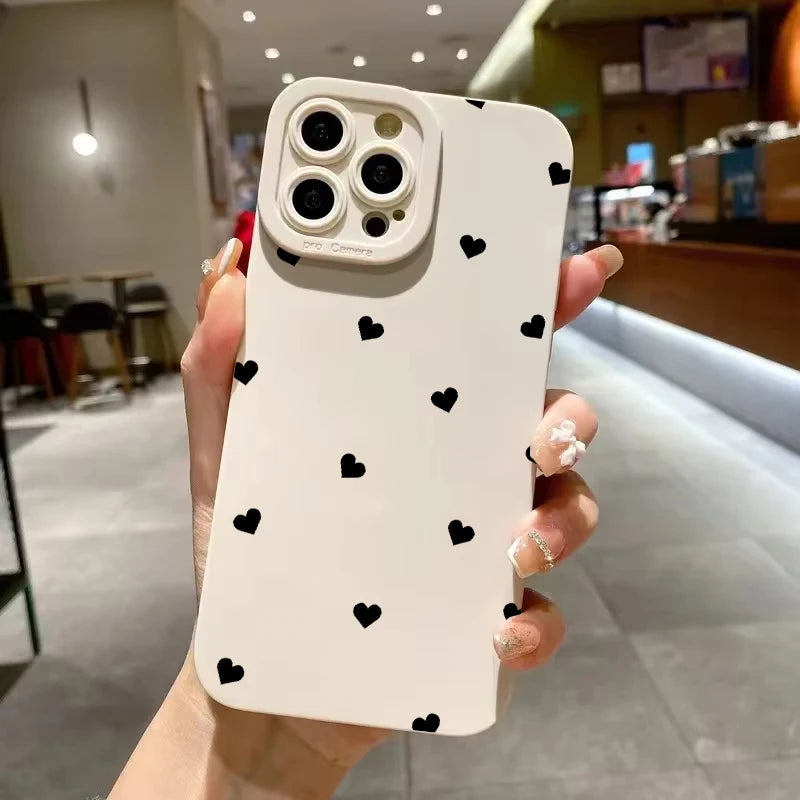 Black Bowknot Love Heart Silicone Soft Phone Case For iPhone 11 12 13 14 15 16 17 Pro Max 16 Plus 16E X XR XS Max 17 Air Cover