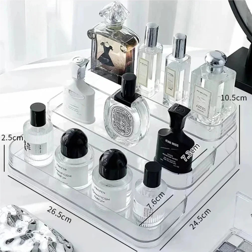 3 Tier Desktop Perfume Shelf PET Cosmetic Organizer Perfume Storage Rack Doll Display Stand Kitchen Seasoning Organizer