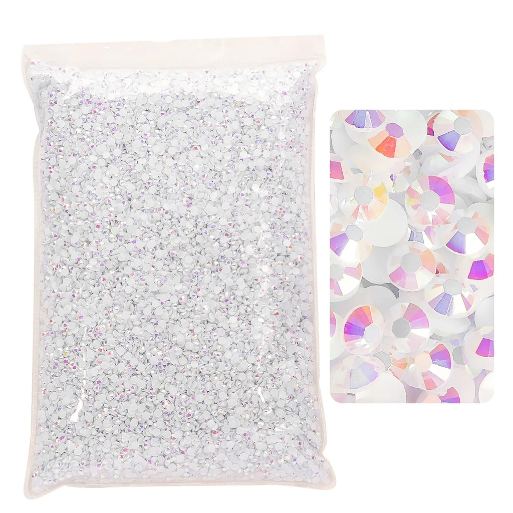 White AB Flatback Resin Jelly Rhinestones 2mm 3mm 4mm 5mm 6mm Drill Faux Gems Bead for Crafts DIY Nail Art Charms Supplies