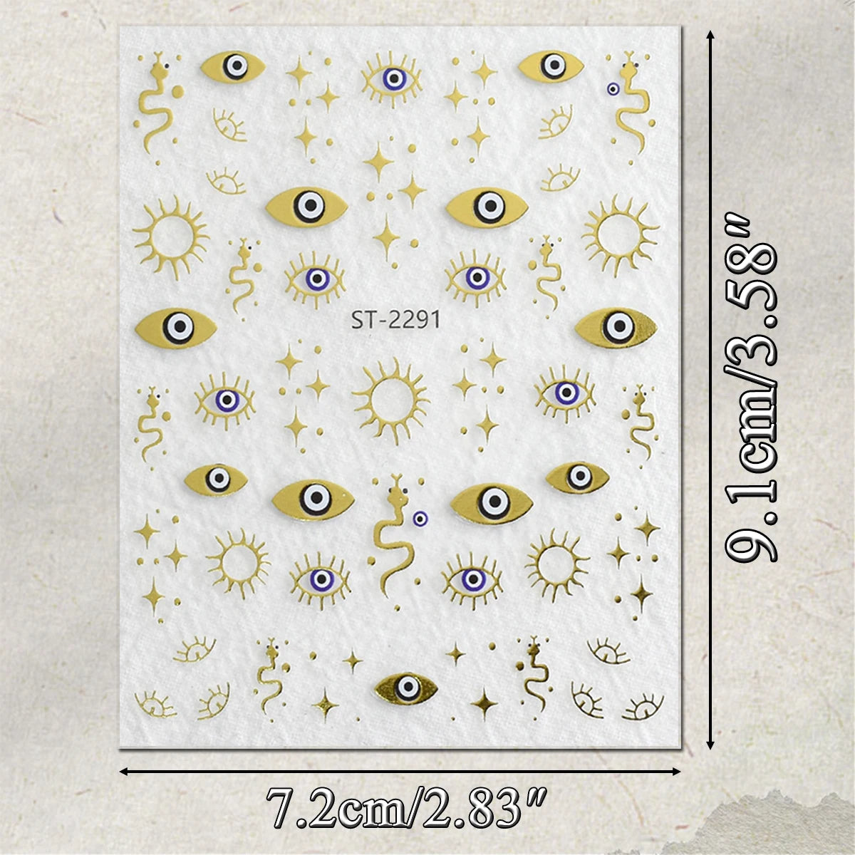 3/6/12 Sheets Gold Silver Evil Eye Nail Art Stickers Moon Star Sun Protection Nail Decals for Women DIY Boho Nail Design