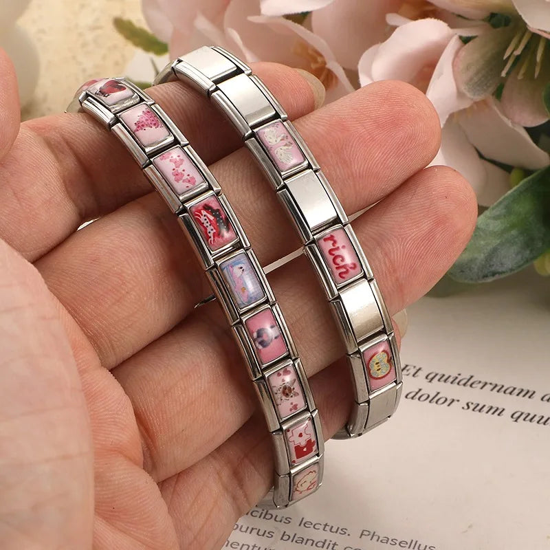 New 2026 Women's Fashion Caution You Might fall in love Me Italian Charms Links Fit 9mm Stainless Steel Bracelet Making Jewelrys